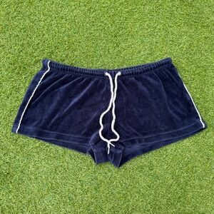 Vintage Y2K Miken Velour Shorts Womens Large Navy Blue‎ Micro Hot Pants Bratz